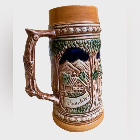 Vintage Japanese Ceramic Beer Mug German Style Beer Stein 7" - Picture 7 of 11